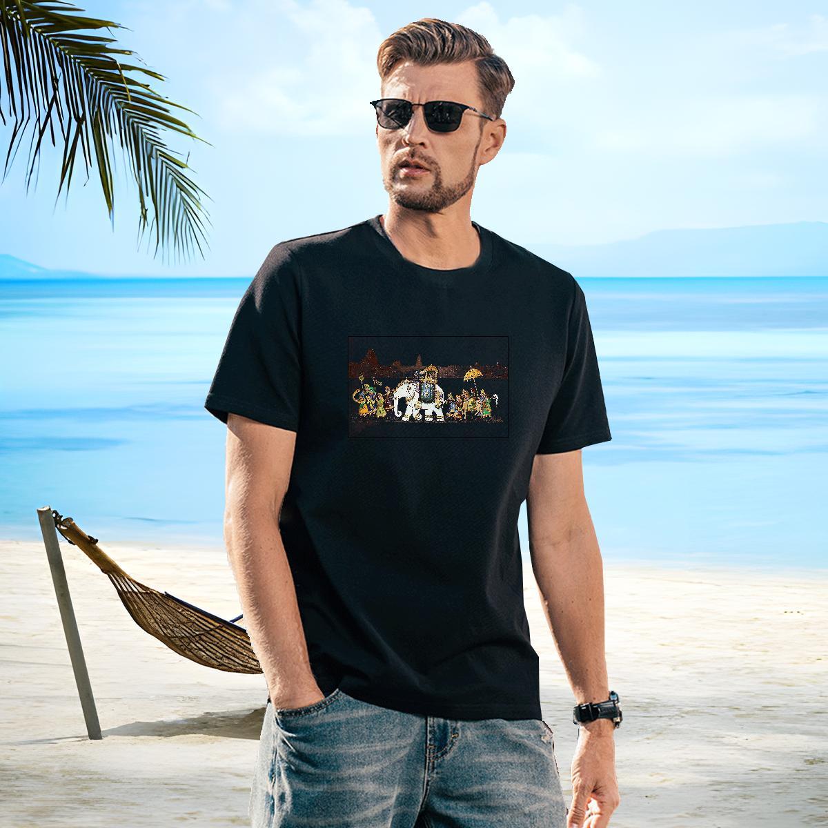 Comfortable Men Clothes T-Shirt 230g 100% Cotton elephant T Shirts Men Daily Outfit Breathable Short Sleeve DIY Logo Oversized Classic Tees