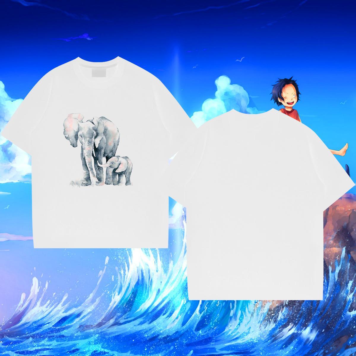 Wholesale T-Shirts for Men 230g 100% Cotton Elephant Street Casual Tees Short Sleeve O-Neck Cool Couples T Shirts Customized Print