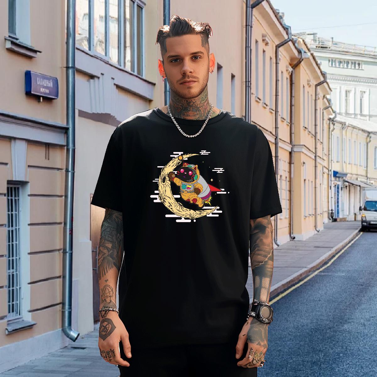 Men T Shirts 230g 100% Cotton universe Casual Daily Wear Breathable Crew Neck Plus Size Custom Men Clothes T-Shirt Wholesale Designer Tee Shirt