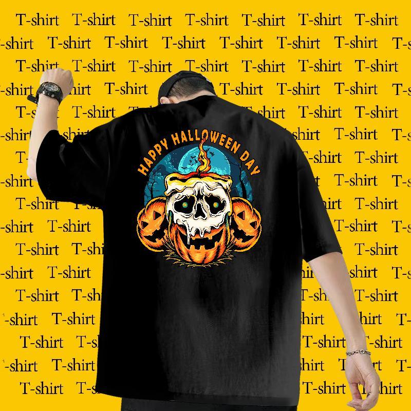Free Shipping T shirt 230g Cotton Halloween Anime Printing Street Tops Tees Pure Cotton Cool Couples T Shirts Oversized 3XL 4XL