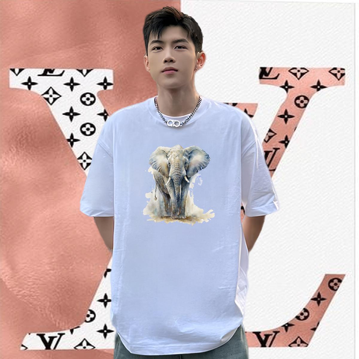 Fashion T Shirts Men 230g 100% Cotton High Street Hip Hop Tops Tees Breathable Crew Neck Unisex Men Tees Custom Printing