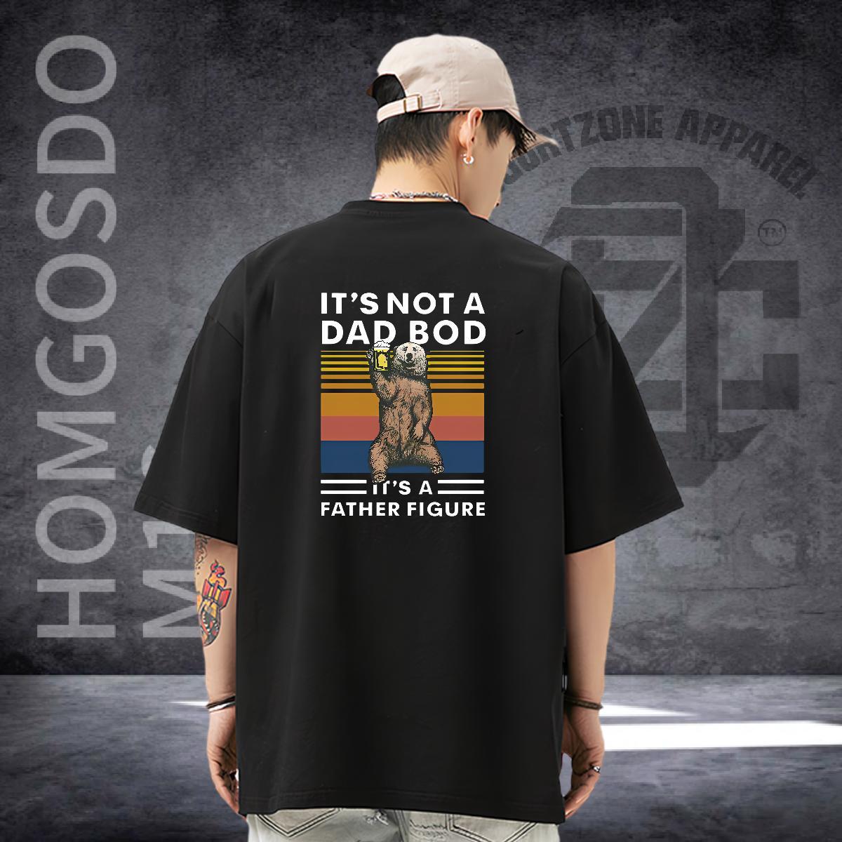 Classic Casual T Shirt For Man 230g Pure Cotton bear Daily Outfit Tees Shirts Round Neck Short Sleeve Soft Mens Tshirts Black Oversized