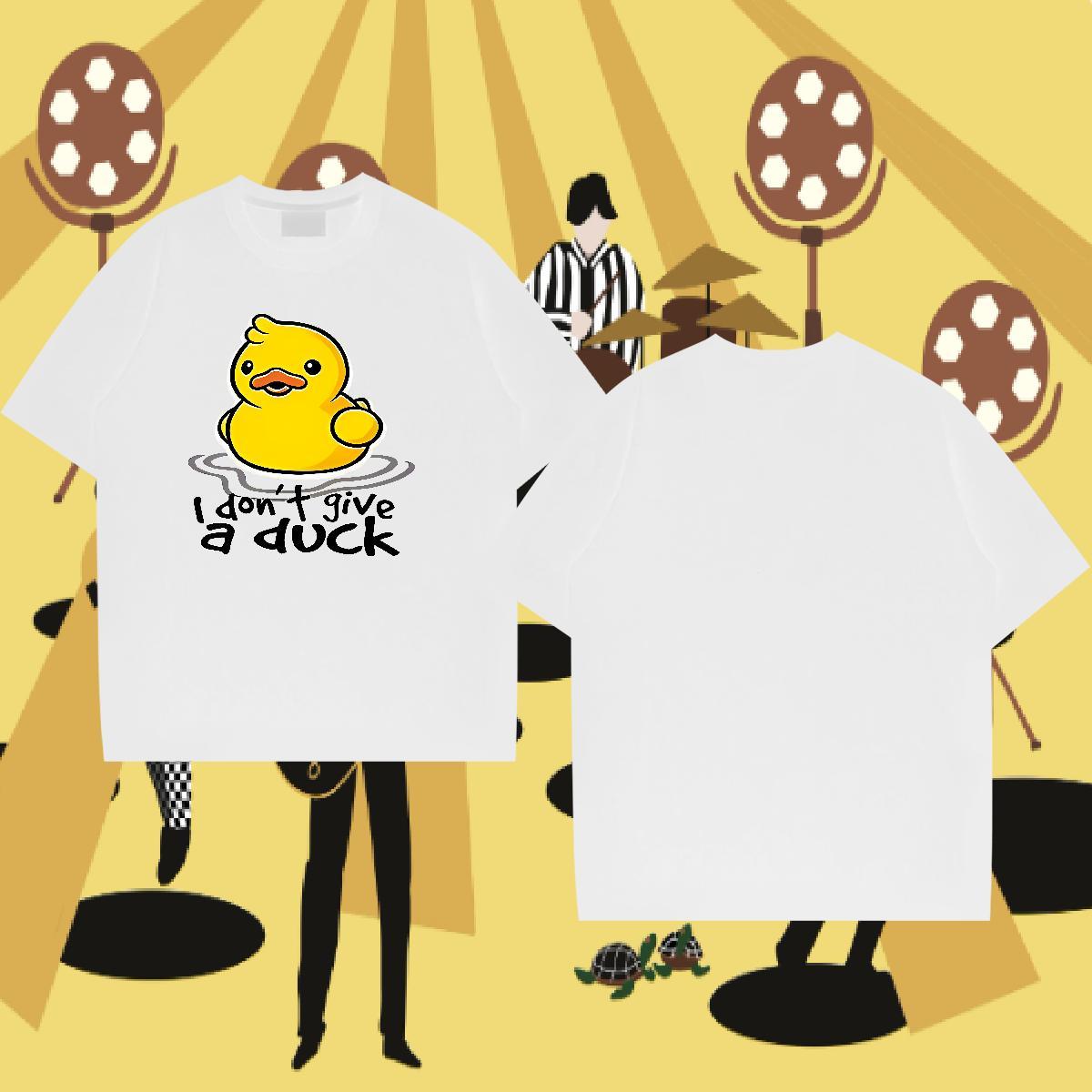 DIY Mens T Shirts 100% Cotton 230g duck Street Tops Tees O-Neck Short Sleeve Loose Men Tees Custom Cartoon