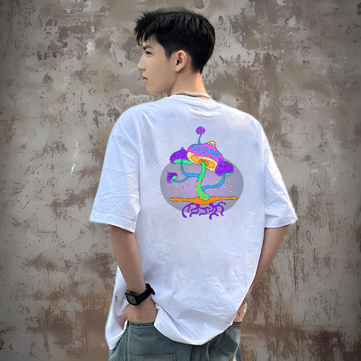 Designer T Shirt For Man 100% Cotton 230g mushroom Daily Outfit Tee Shirt Breathable Crew Neck Unisex Mens Tshirts Floral Print