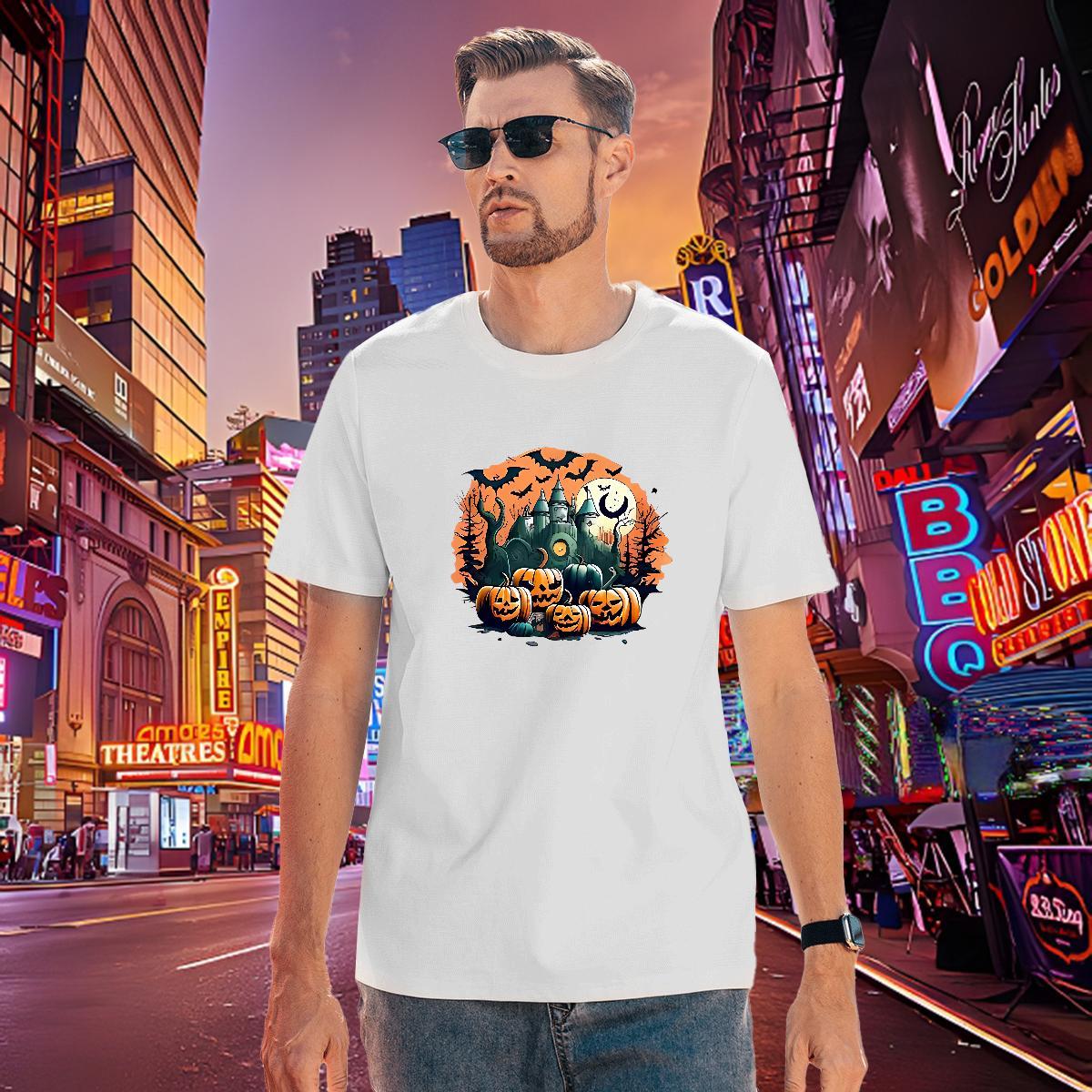 Cool Design Men Tops Tees 100% Cotton 230g pumpkin Men T Shirts Street Pure Cotton Skull 2024 New Tees Shirts