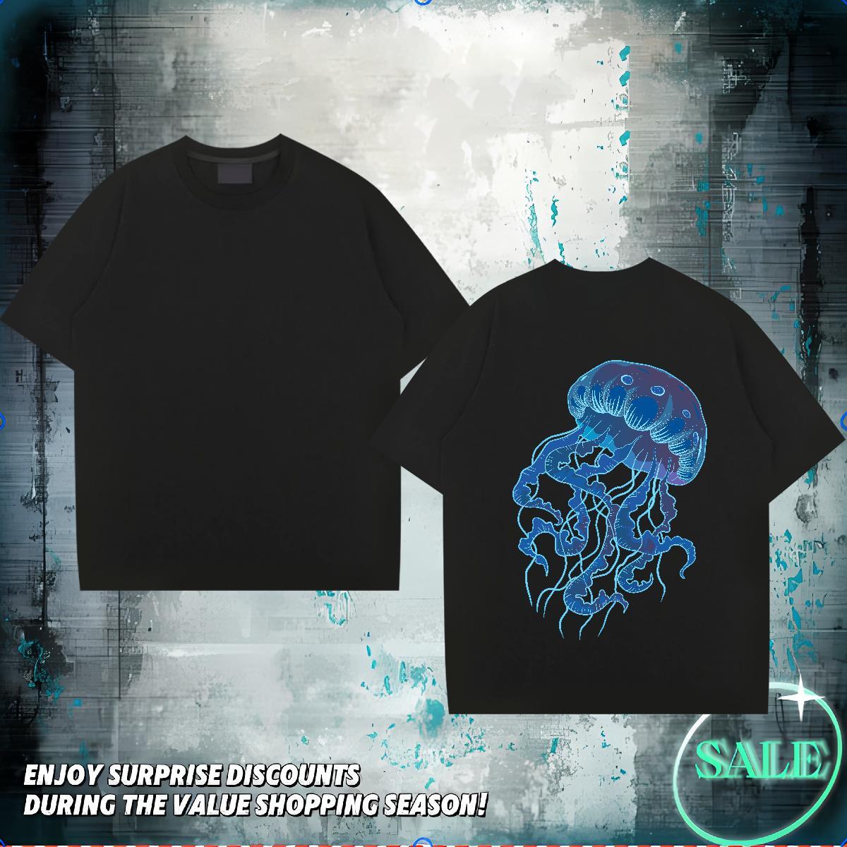 Stylist Men T Shirts 100% Cotton 230g jellyfish Sports Casual Tee Shirt Breathable Soft Brand Tshirts Custom Print Oversized