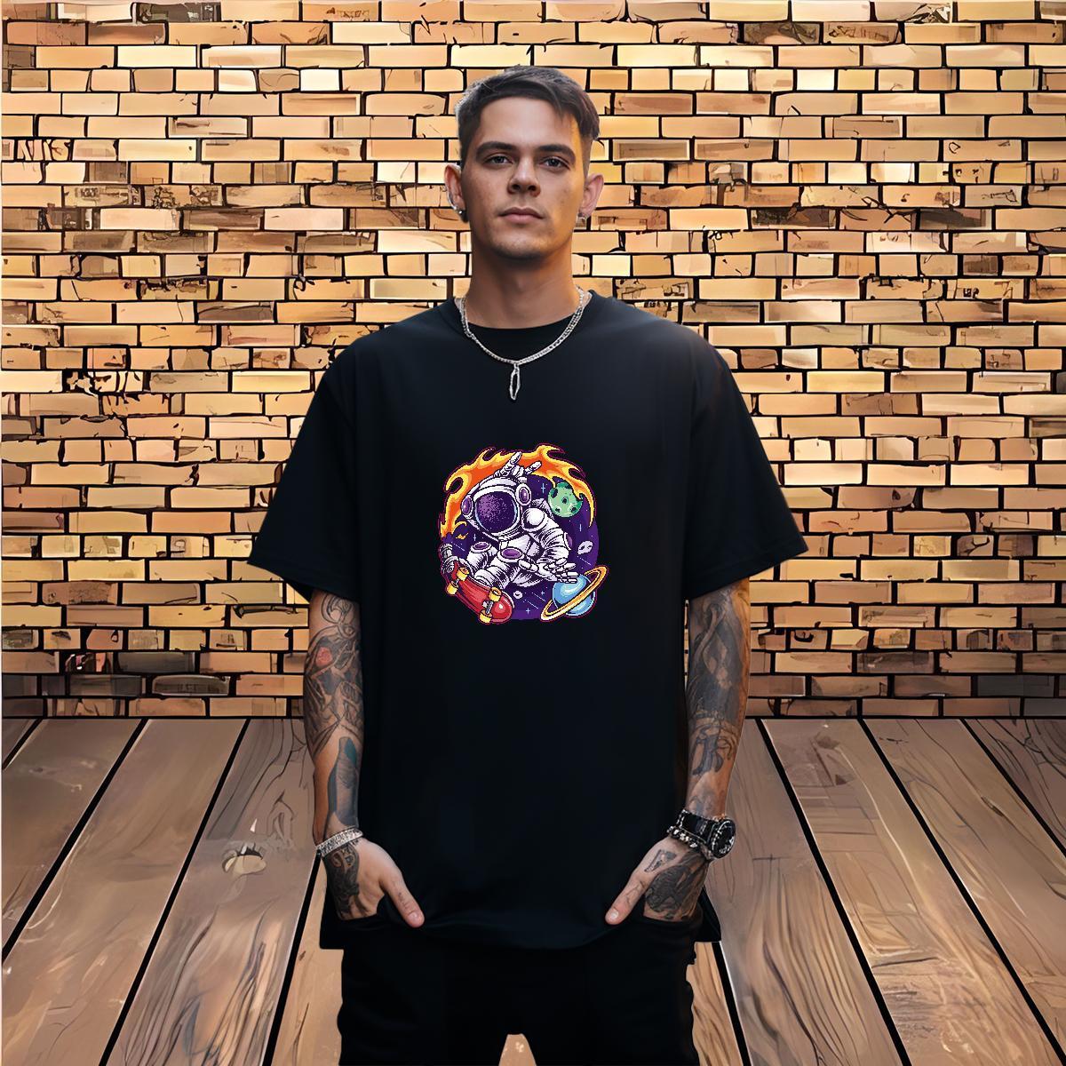 T-Shirts 100% Cotton 230g universe Hip Hop Street Breathable Short Sleeve DIY Mens Tshirts Fashion Design Cool Clothes