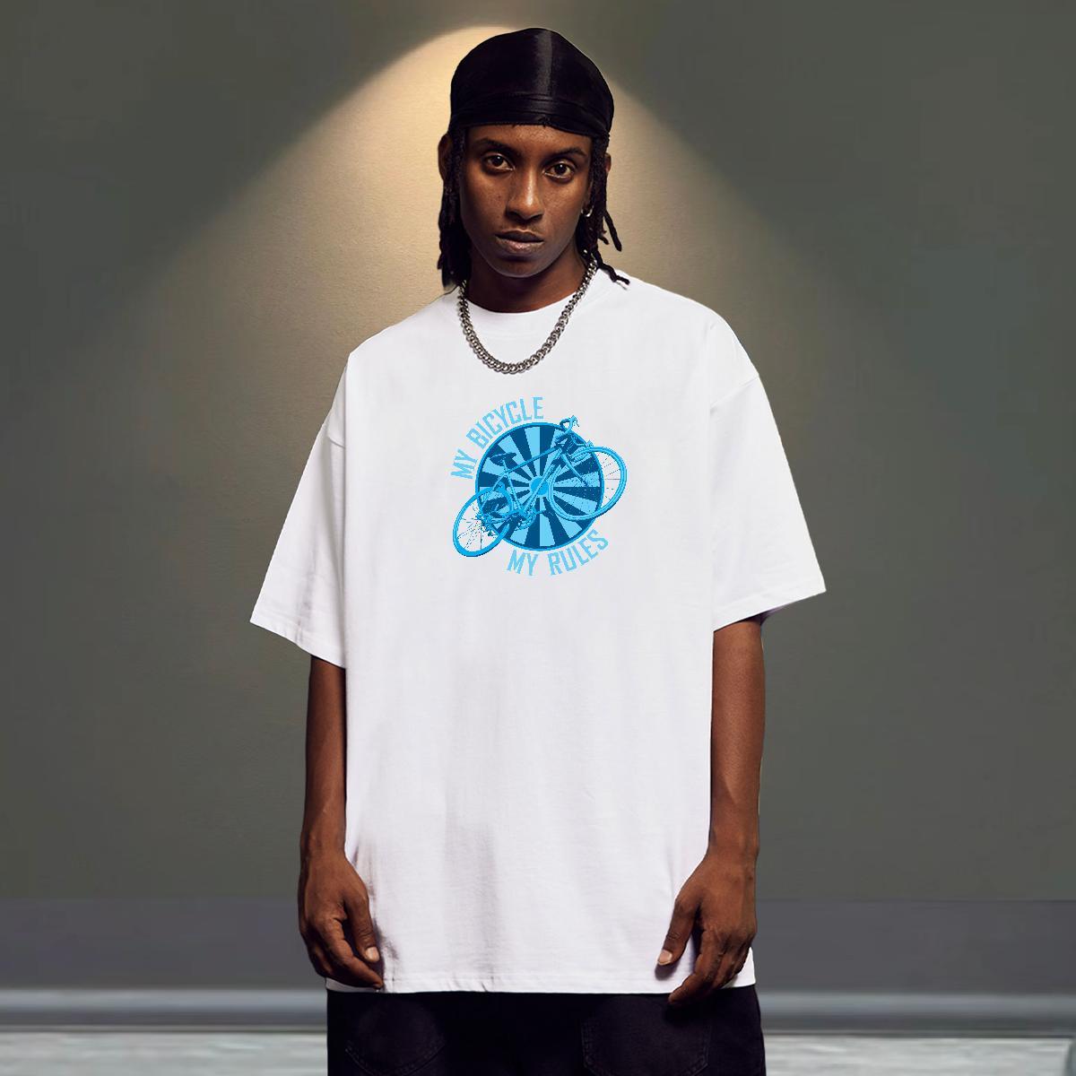 Brand Men Clothes T-Shirt 230g 100% Cotton Street bicycle Custom Print Oversized Breathable Short Sleeve Fashion Men T Shirts Tshirts