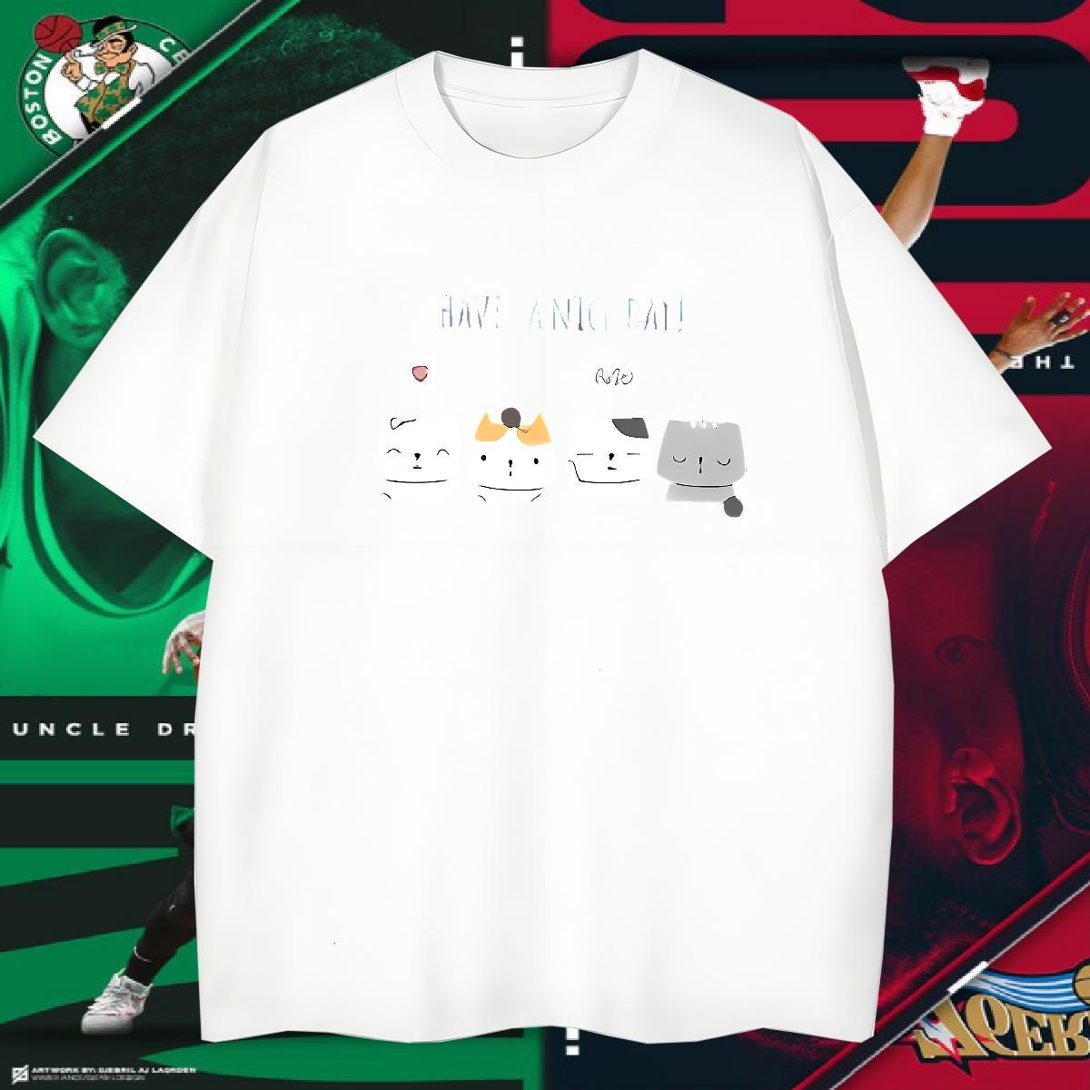 T Shirt For Man 230g Pure Cotton cute Hip Hop Breathable Crew Neck Cartoon Print Men Tshirts Free Shipping Popular Wear