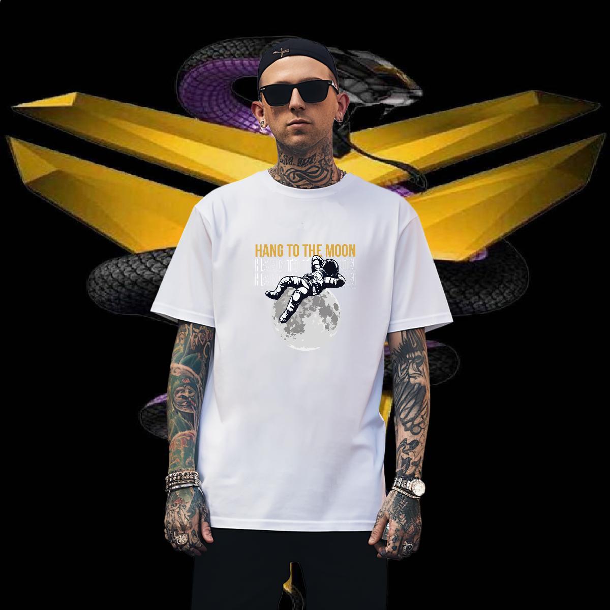 T shirt 230g 100% Cotton cosmonaut Street Wear Short Sleeve O-Neck Oversized Mens Tshirts Stylist Loose Fit Tops Shirt