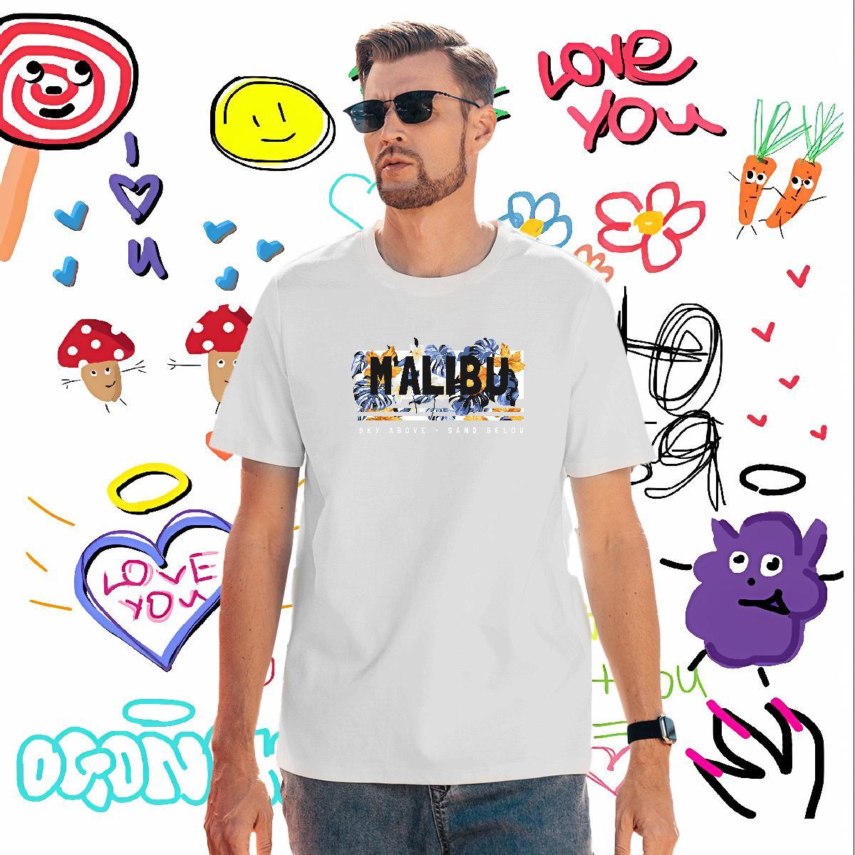 Mens T Shirts 230g Pure Cotton flower Beach Breathable Short Sleeve Custom Big Size Tshirt for Man Woman Customized Comfortable Tops Shirt