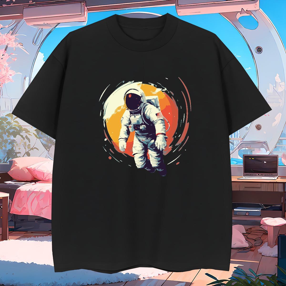 Men T Shirts 230g Cotton cosmonaut Sports Casual Pure Cotton Customized Men Tops Tees New Designer Loose Fit Clothes