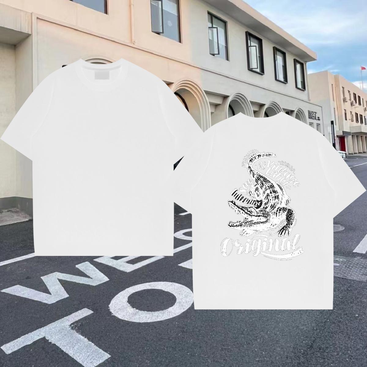New Mens T Shirts 230g Cotton crocodile Outdoor Tops Tees Breathable Popular Men Tees Custom Print Plus Size