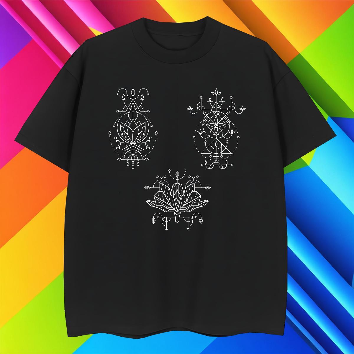 T Shirts Men 100% Cotton 230g Geometric line Street Casual Breathable Crew Neck Custom Printed Men Tops Tees Wholesale Classic Clothes