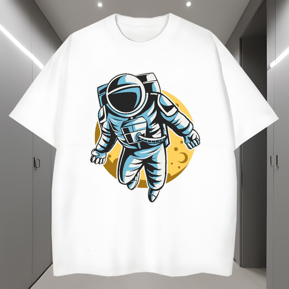 T Shirt For Man 100% Cotton 230g cosmonaut Summer Casual Crew Neck Breathable DIY Printed Mens Tshirts New Designer High Quality Tops