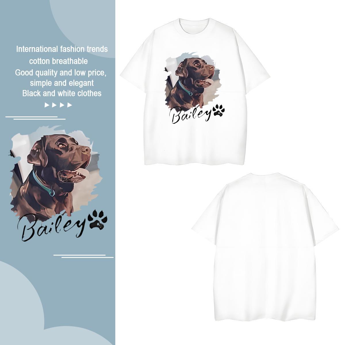 T-Shirts 230g Pure Cotton dog Casual Beach O-Neck Short Sleeve DIY Anime Couples T Shirts Casual New Brand Tshirts