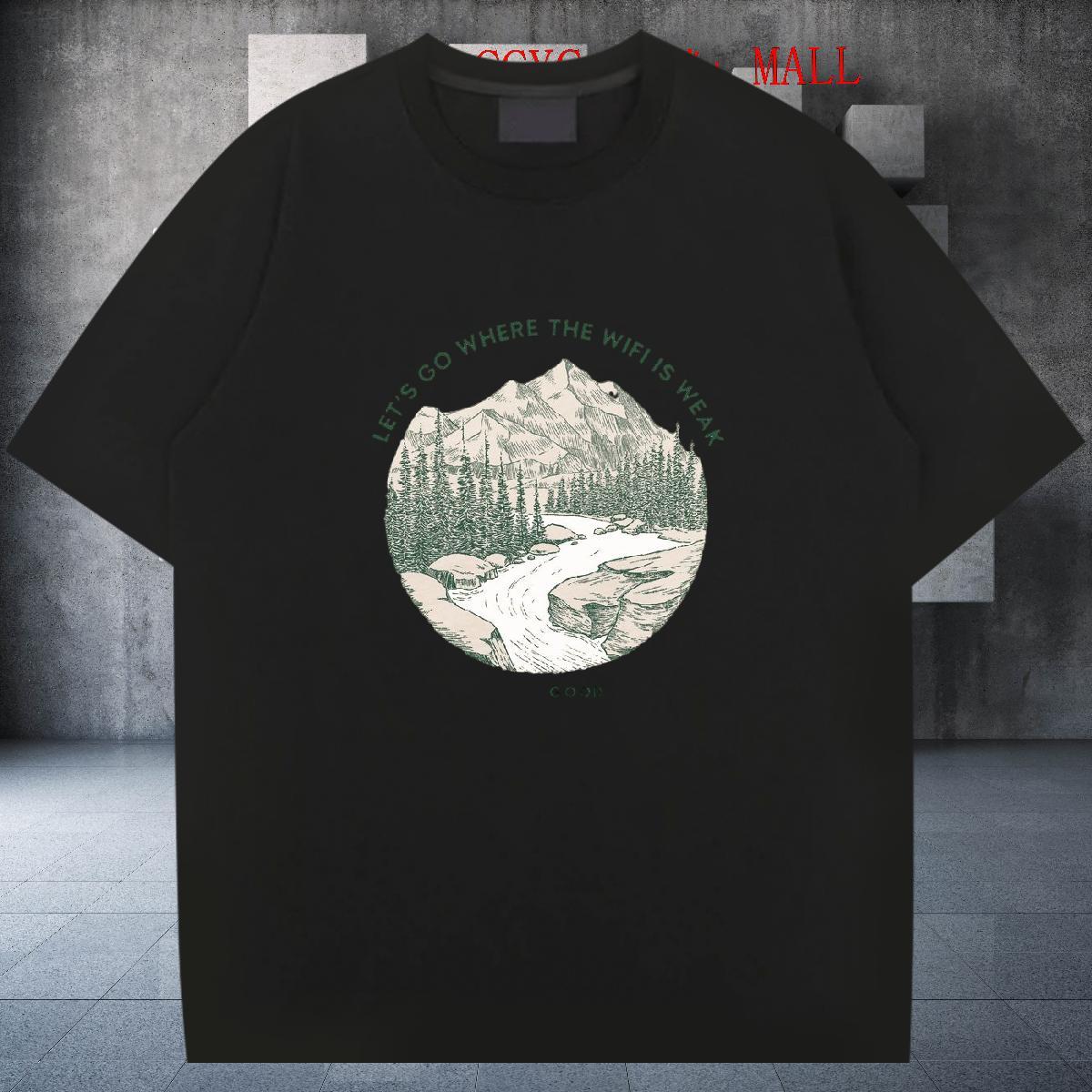 Unisex Tshirts 230g Cotton Beach mountains Oversized 4XL Short Sleeve O-Neck Factory Direct Man T Shirts Tee Shirt