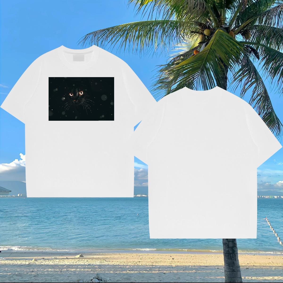 2024 Summer Man T Shirts 230g Cotton cat Outdoor Polos Crew Neck Cool Men Tees Custom Anime