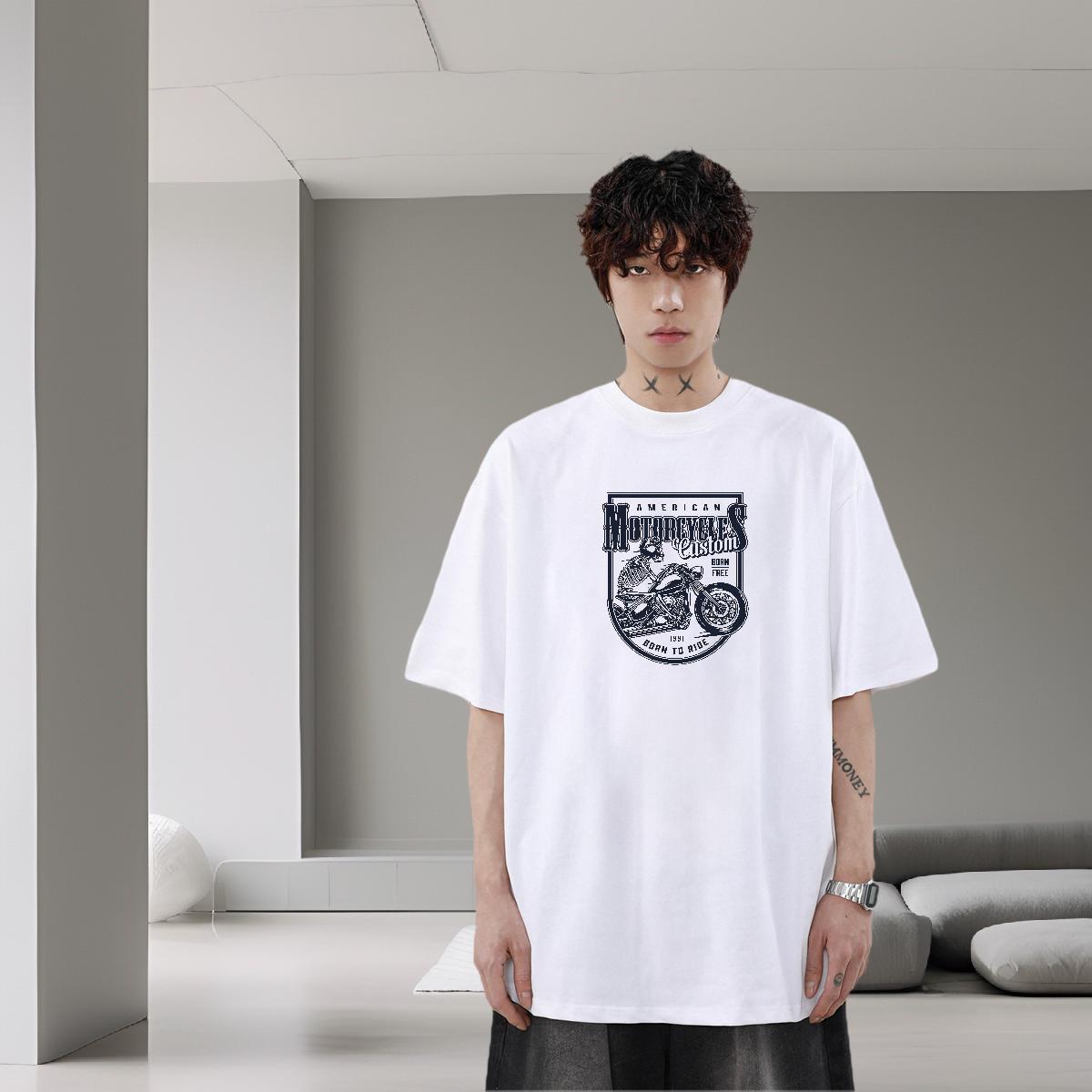 Wholesale Mens T Shirts skull Tops Tees 100% Cotton 230g Daily Outfit High Quality Black Oversized Breathable Men Tees