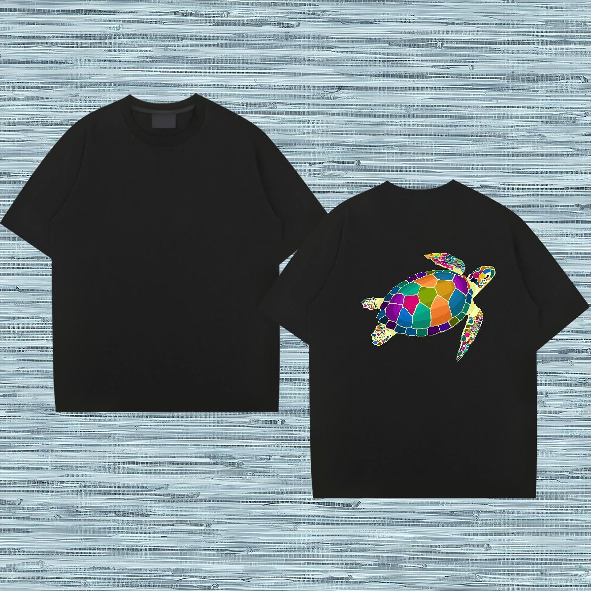 Customized T-Shirts 230g Cotton tortoise Home Outdoor Tee Shirt Breathable Short Sleeve Unisex Men Tshirts Cartoon Printing L-4XL