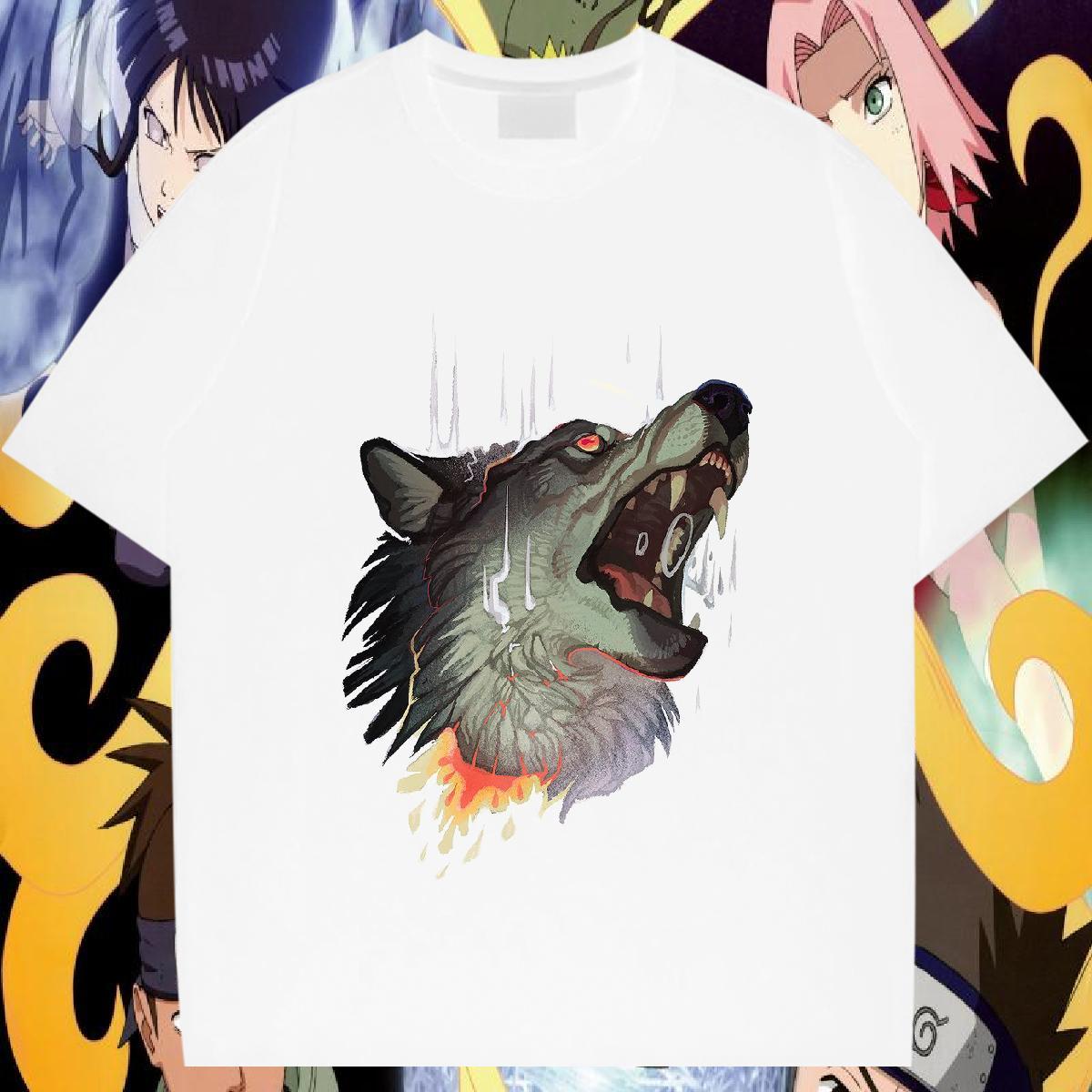 Fashion Design T Shirts Men 230g Pure Cotton wolf Hip Hop Street Tops Shirt Short Sleeve O-Neck Loose Fit Couples T Shirts Customized Print