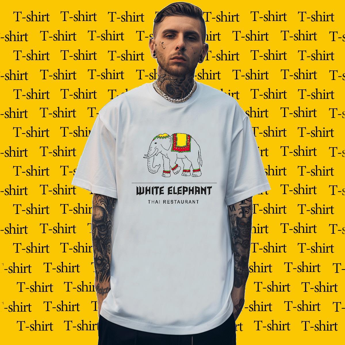 2024 DIY T-Shirts for Men 230g Pure Cotton elephant Casual Wear Short Sleeve O-Neck Loose Men Tees Custom Printing