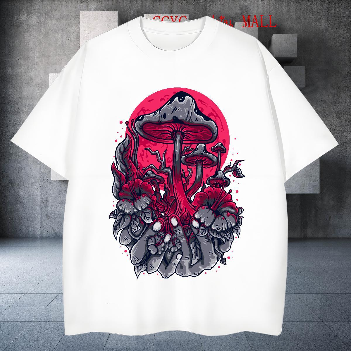 Cool Men Tops Tees 230g Cotton Sports Casual mushroom Custom Cartoon Breathable Designer Man T Shirts Tshirts