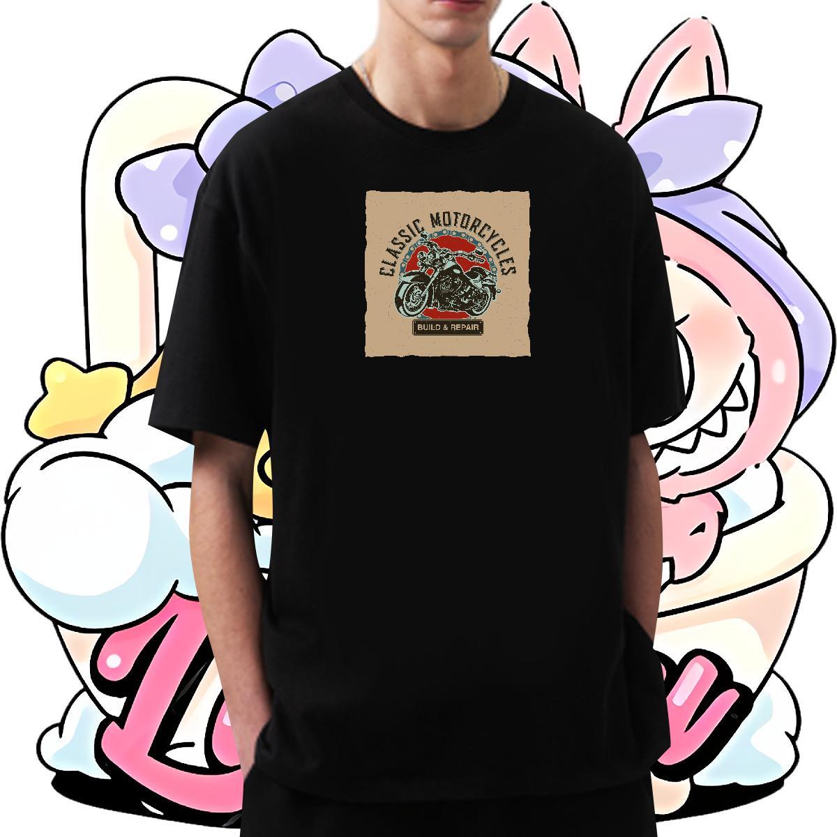 TOP Quality Men Tops Tees 230g 100% Cotton Home Outdoor Motorcycle Custom Print Oversized Breathable Crew Neck DIY Customized T-Shirts for Men Tshirts