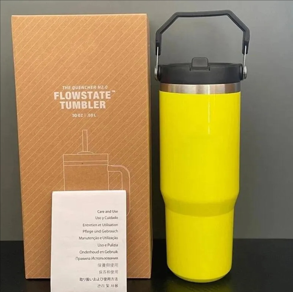 DHL Water Bottles 30oz Cups Heat Preservation Neon Pink Red Stainless Steel Tumblers Large Capacity Travel Car Mugs Reusable Leakproof Flip Cup FY4748