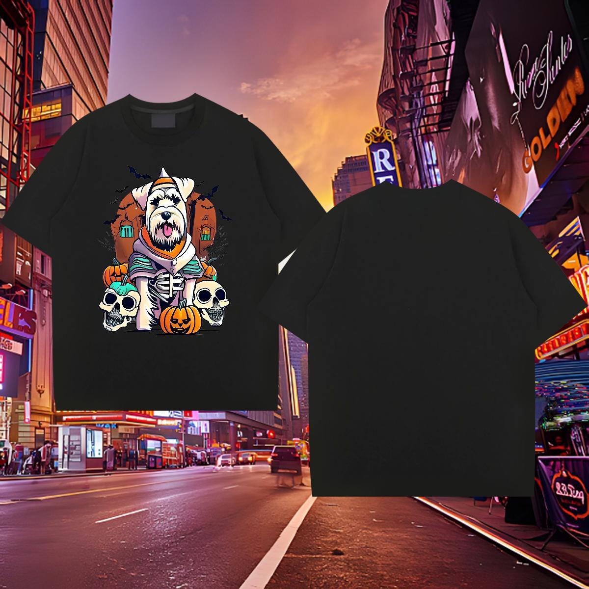 Cool Men Tops Tees 230g Pure Cotton pumpkin T-Shirts for Men Beach Short Sleeve Soft Skull Fashion Wear