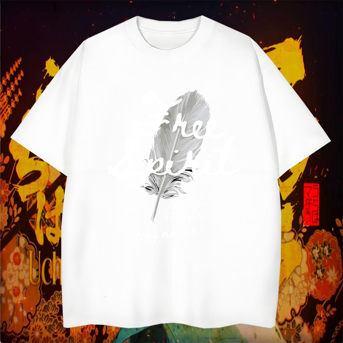 Mens T Shirts 100% Cotton 230g handpainted Street Casual Breathable Short Sleeve Graphic Mens Tshirts New Loose Fit Tops