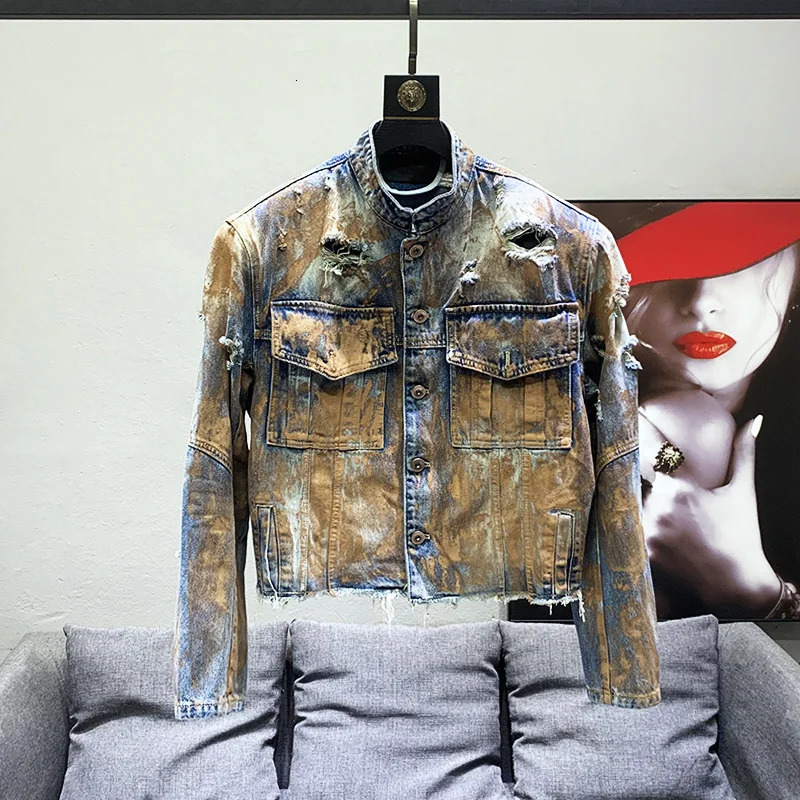 PFHQ Street Clothing Mens Denim Jacket Set Heavy Industry Wear High Quality Versatile Original Edge Avant garde Jeans Autumn 21Z2929240806
