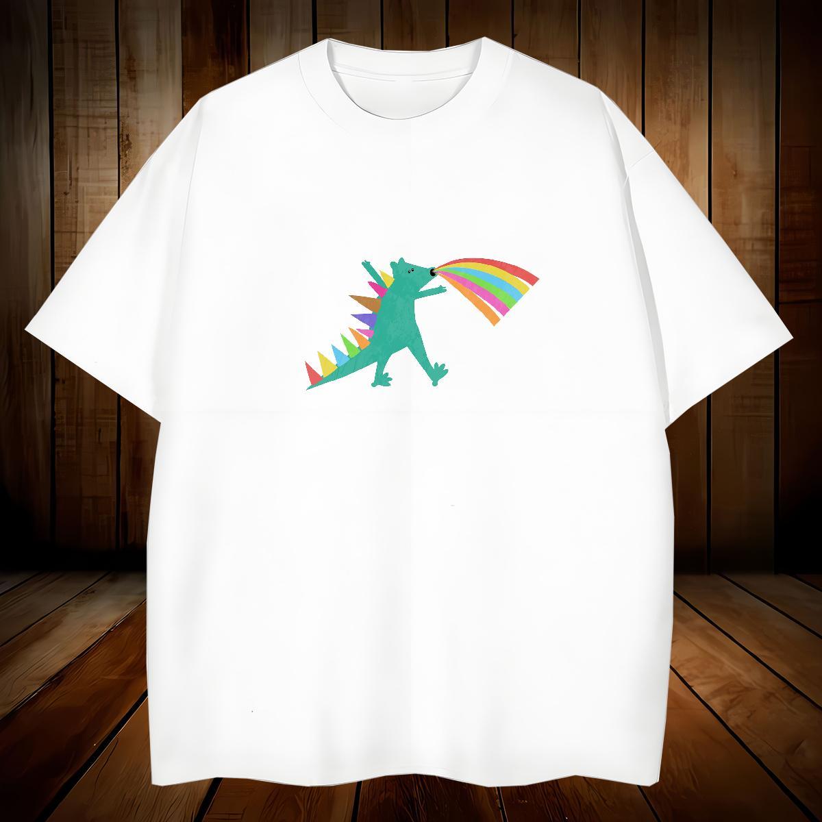 T Shirt For Man 100% Cotton 230g dinosaur Street Casual Short Sleeve Soft DIY Tshirts Classic Casual High Quality Tops