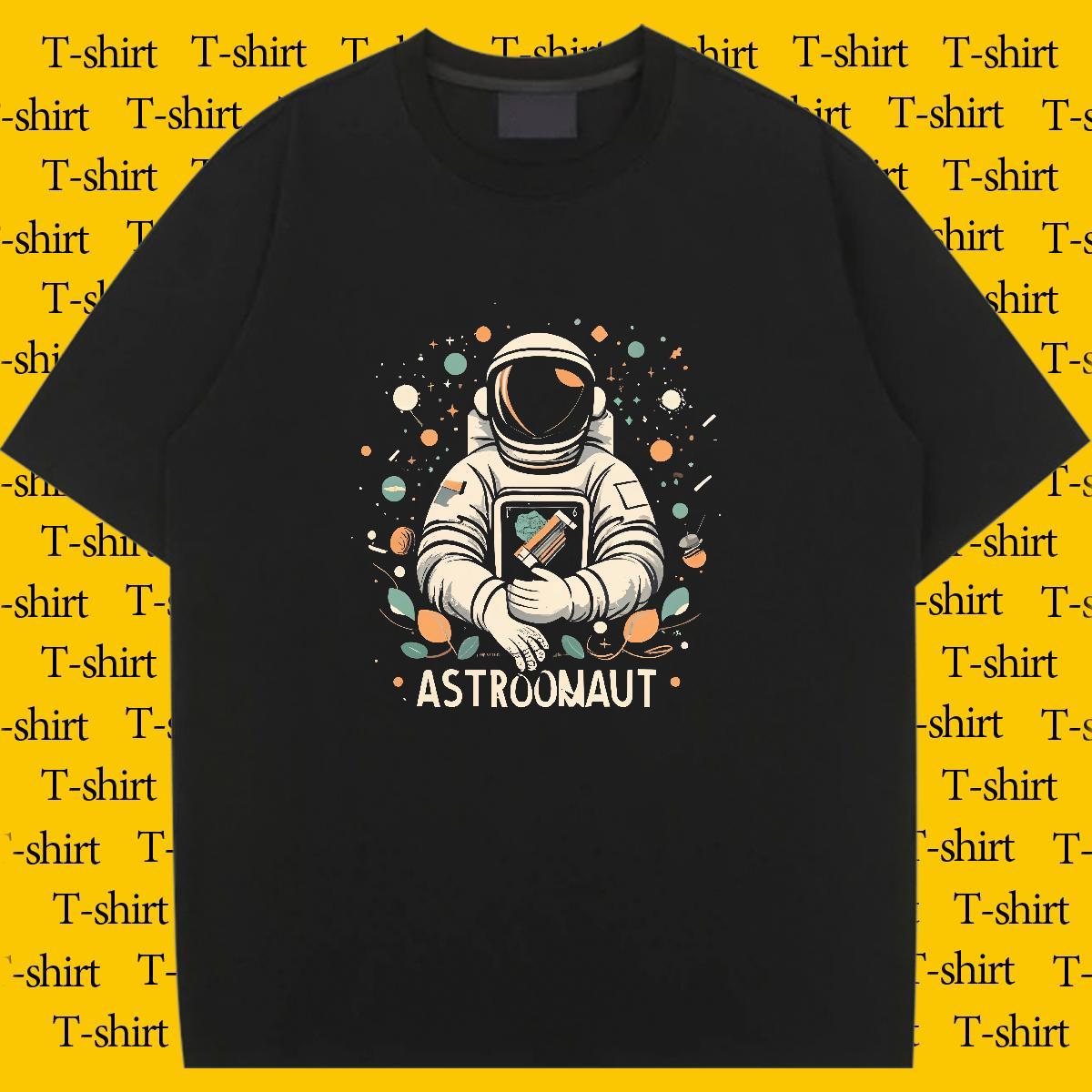Unisex T Shirts Women Breathable Soft Lady T shirt DIY Anime spaceman Spring Summer 100% Cotton 230g Brand Tshirts
