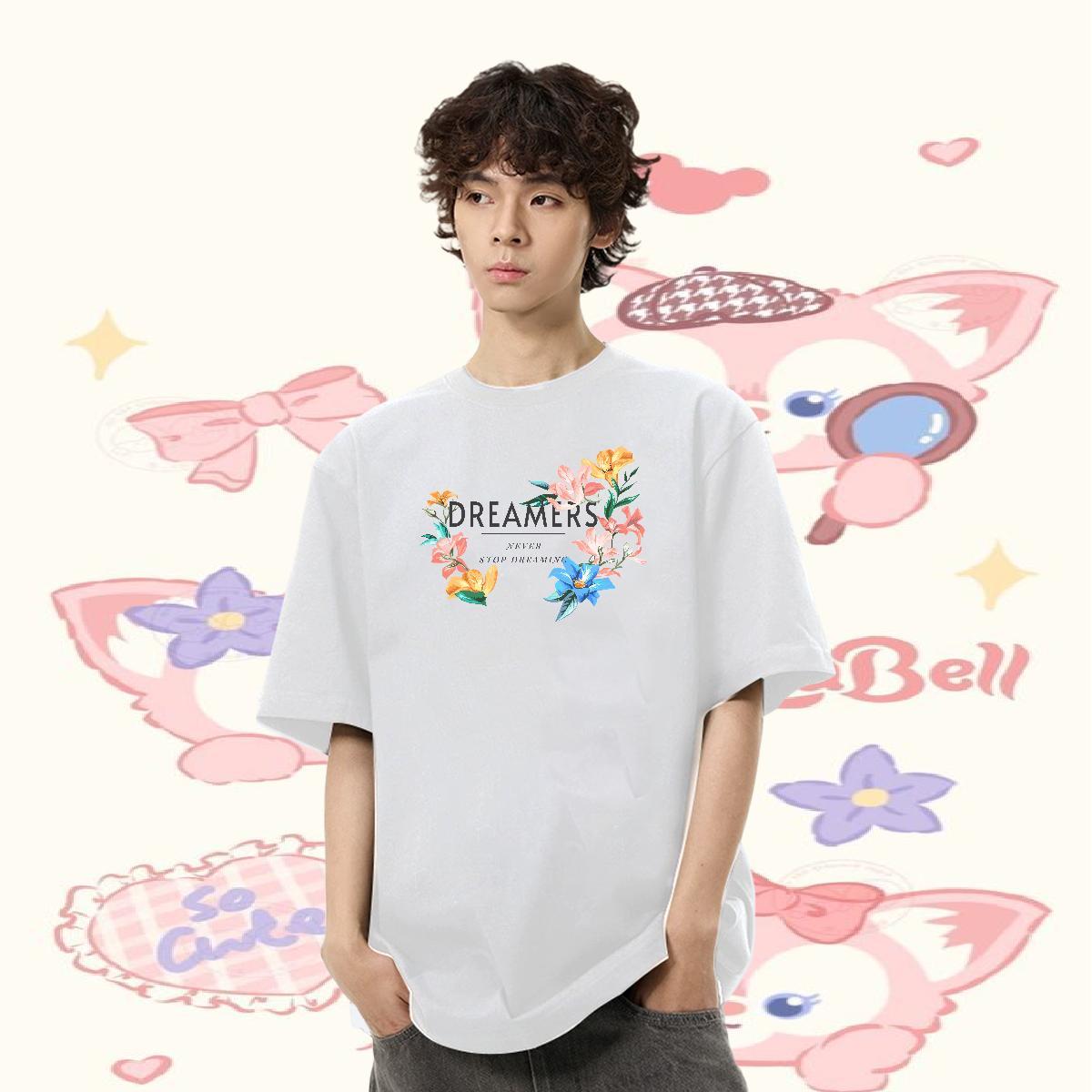Fashion Design Mens T Shirts 230g 100% Cotton flower Casual Tees Shirts Short Sleeve O-Neck Wholesale Tshirts Custom Printing