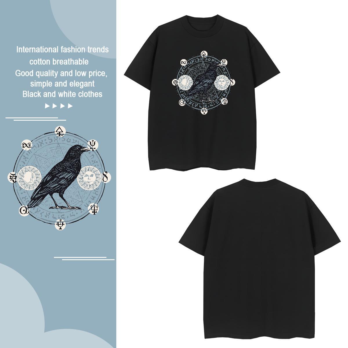 Wholesale Men Tees 100% Cotton 230g bird Man T Shirts Spring Summer Pure Cotton Black White Customized Wear