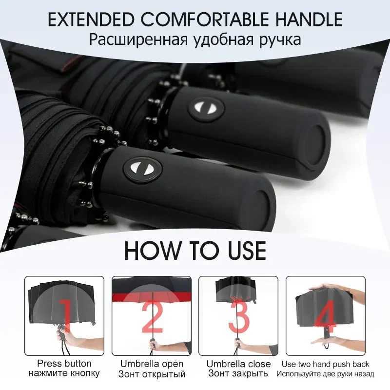 Windproof Double Layer Resistant Umbrella Fully Automatic Rain Men Women 10K Strong Luxury Business Male Large Umbrellas ParasolXJ24