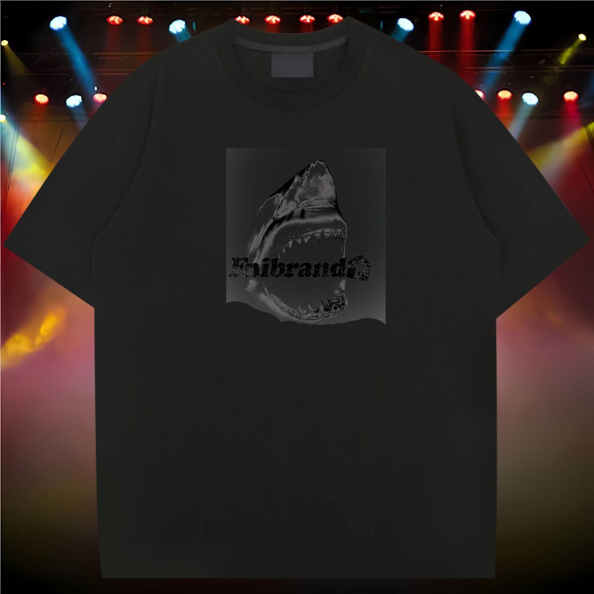 T-Shirts for Men 230g Pure Cotton Shark Casual Beach Breathable Crew Neck Skull Couples T Shirts Designer Fashion High Quality Clothes