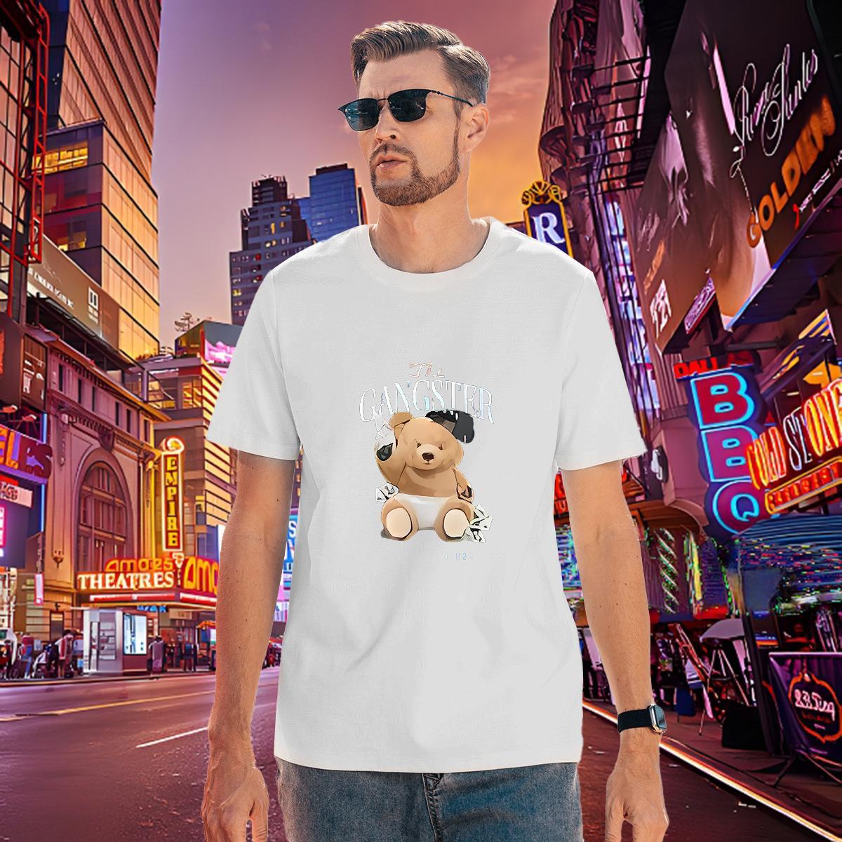 Comfortable Couples T Shirts 100% Cotton 230g bear T shirt Hip Hop Street Breathable Short Sleeve Customized Print 2024 Designer Polos