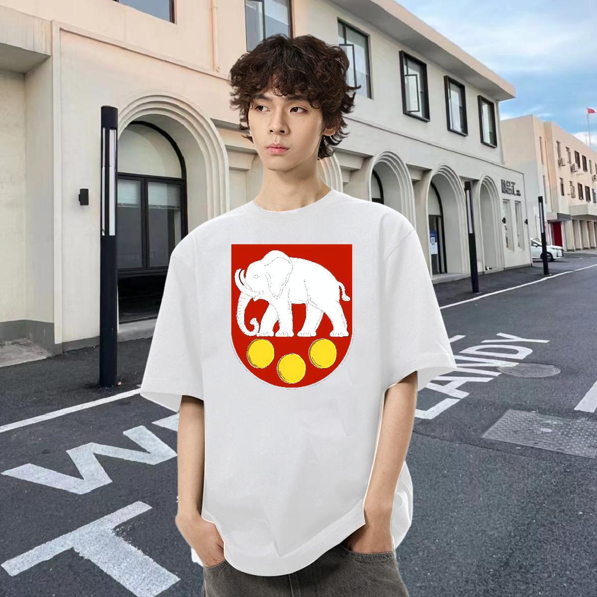 Free Shipping Men Tshirts 230g Pure Cotton Street Casual elephant Oversized O Neck Short Sleeves Customized T Shirt For Man Tee Shirt
