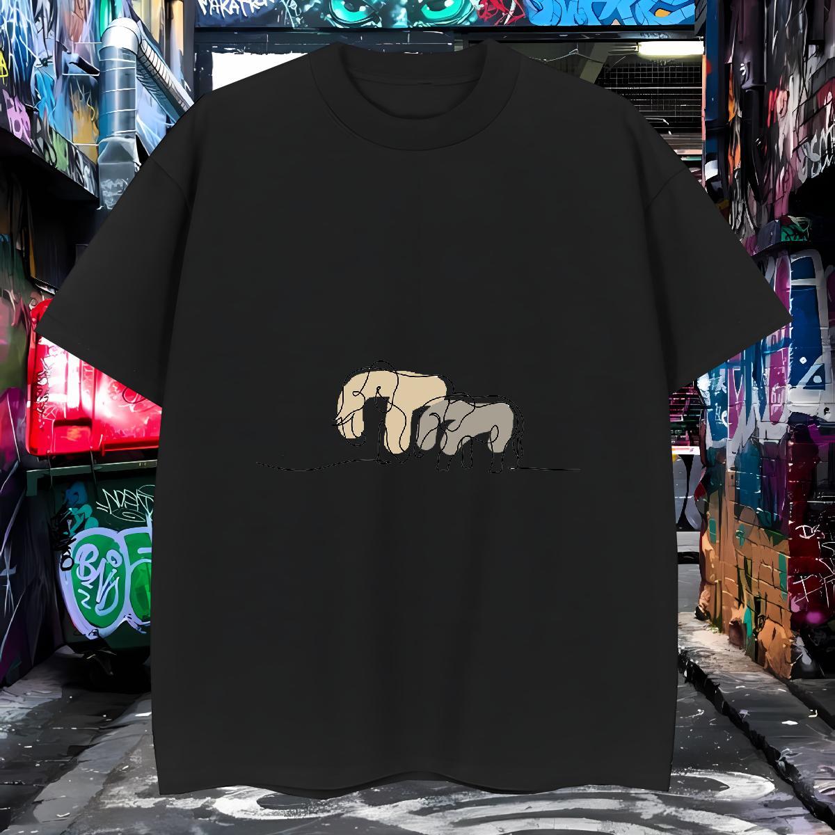 Casual New T-Shirts for Men 230g 100% Cotton Elephant Street Polos Pure Cotton Loose Men Tops Tees Custom Printing