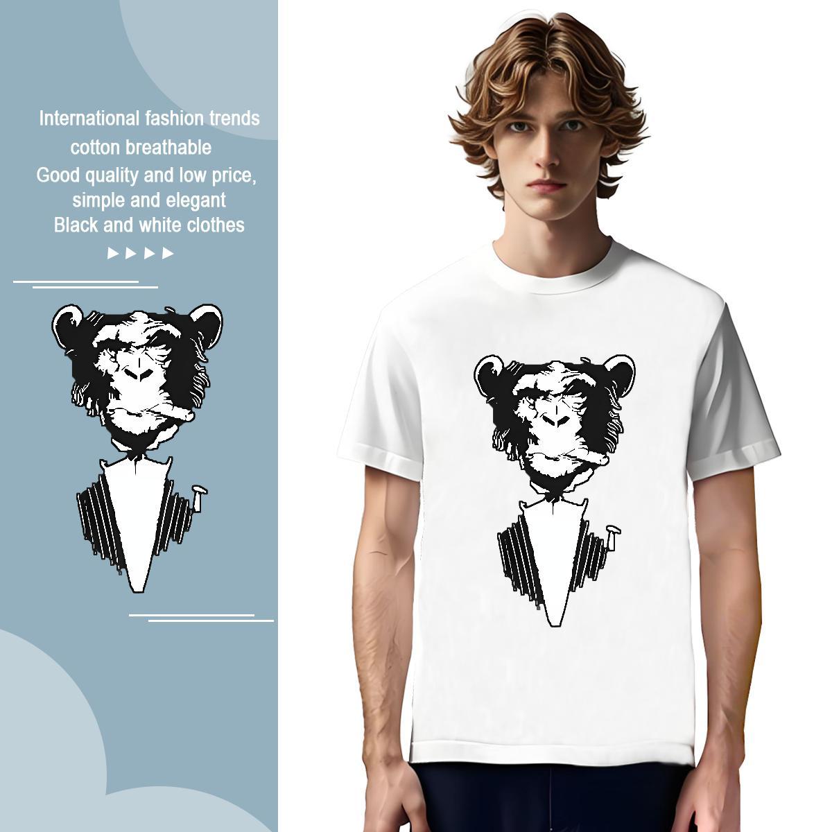 Designer Men Tops Tees 230g 100% Cotton chimpanzee T Shirt For Man Sport Crew Neck DIY Logo Oversized Fashion Casual Tees Shirts