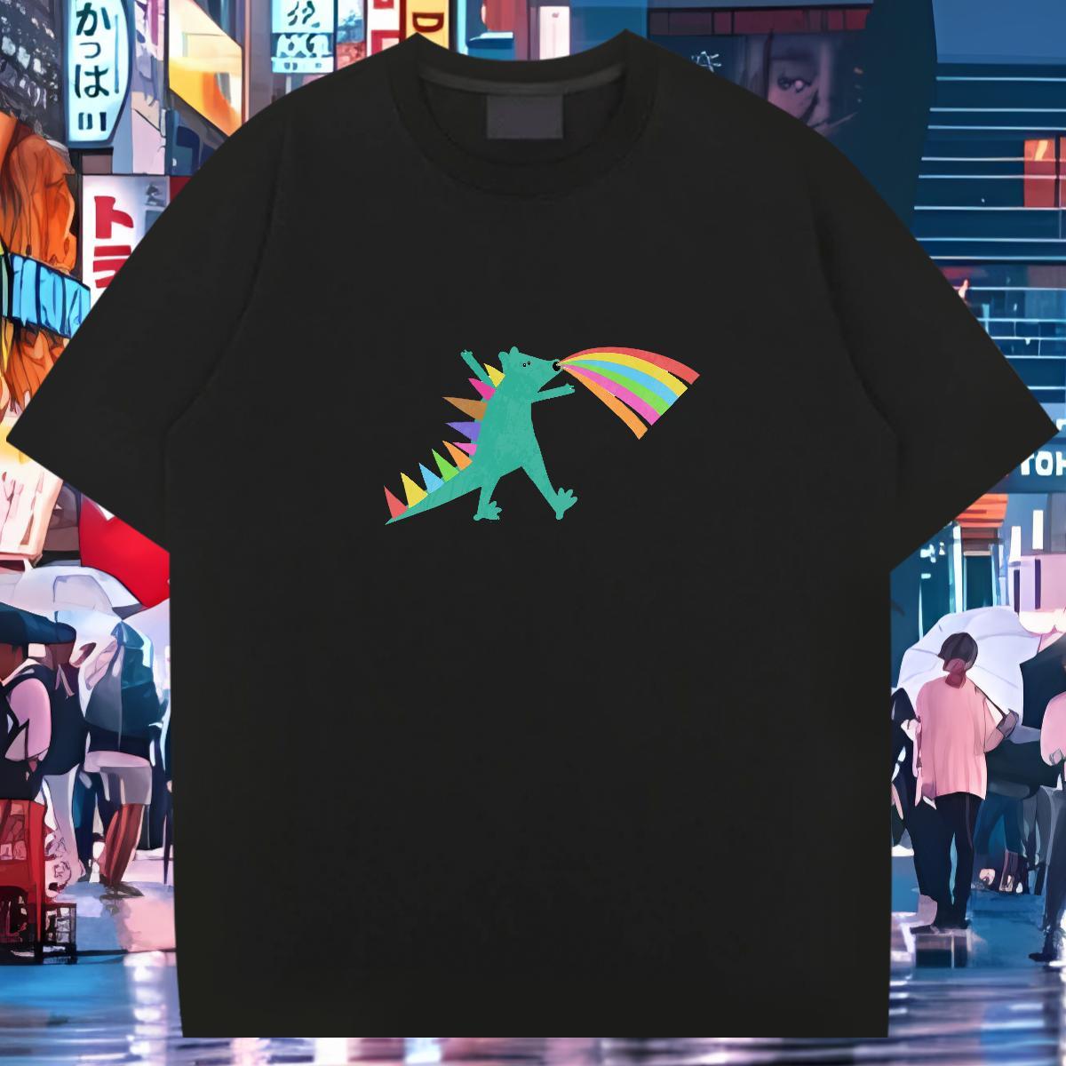 2024 Summer Man T Shirts 230g Pure Cotton dinosaur Sports Casual Tees Shirts O Neck Short Sleeves TOP Quality Mens Tshirts Custom Printed