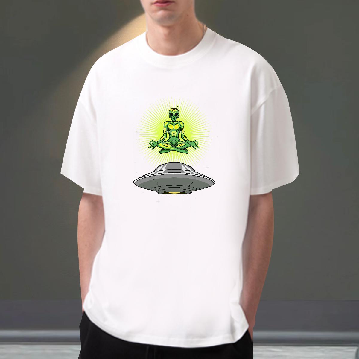 Loose Tshirts 230g 100% Cotton Spring Summer ET Floral Print Breathable Short Sleeve Designer T-Shirts for Men Wear