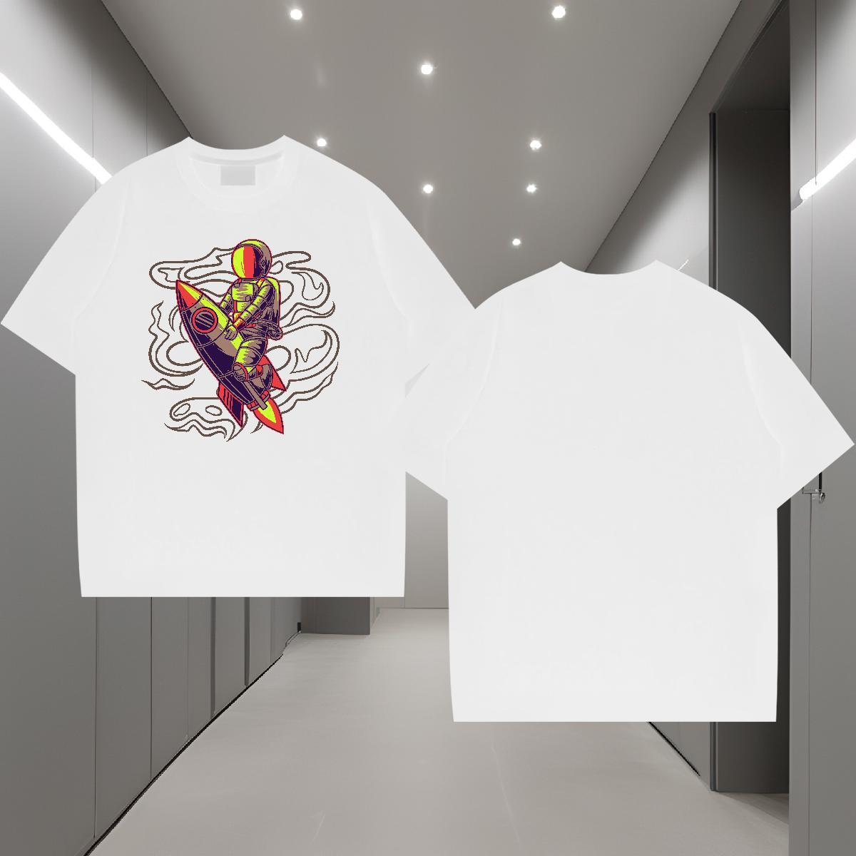 T Shirt For Man 230g 100% Cotton universe Outdoor Breathable Short Sleeve DIY Logo Oversized Couples T Shirts 2024 Cool Tops