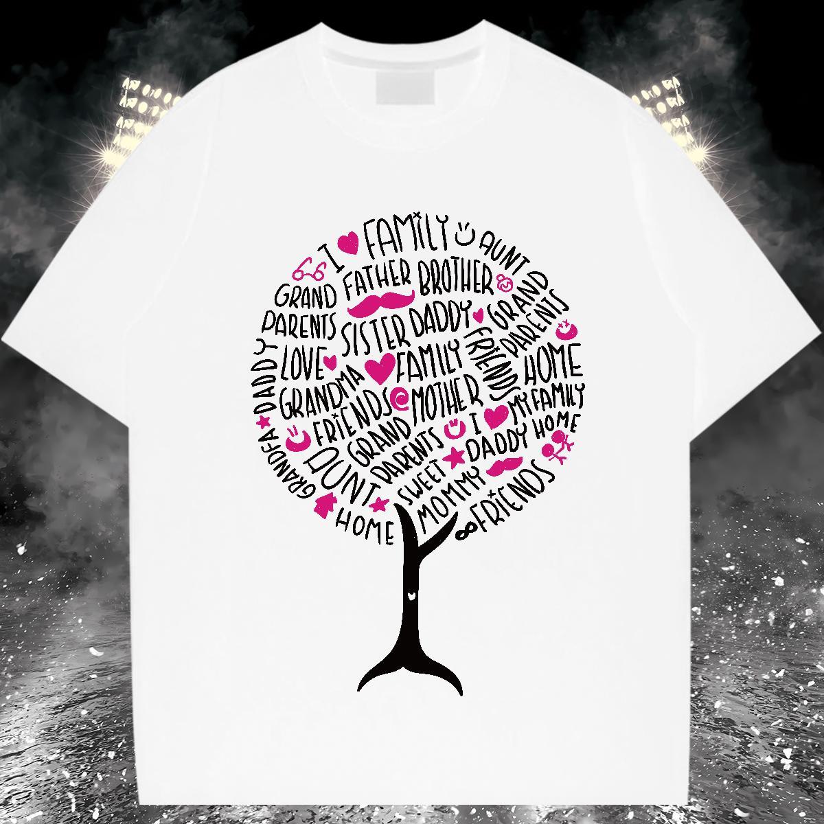 T Shirt For Man 230g Cotton tree Hip Hop Street Crew Neck Floral Print Couples T Shirts Classic TOP Quality Tshirts