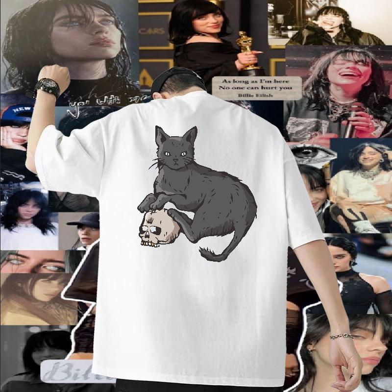 New Designer T Shirt For Man 230g Cotton cat Daily Outfit Wear Pure Cotton Cool Men Tops Tees Oversized 4XL
