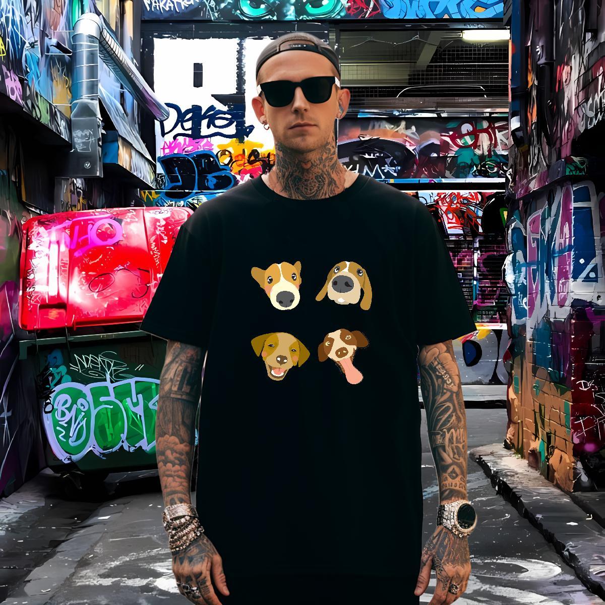 T-Shirts 230g Cotton dogs Hip Hop Street Breathable Custom Print Plus Size Tshirt for Man Woman Fashion New Soft Tees