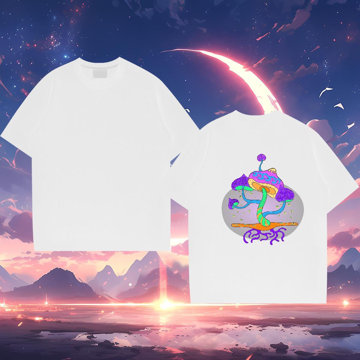 New Designer Mens T Shirts 230g Cotton mushroom Summer Casual Tee Shirt Breathable Short Sleeve Unisex Men Tshirts DIY