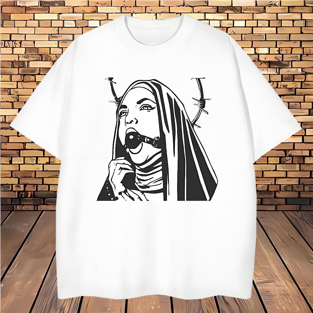 Mens T Shirts 230g Cotton nun Anime Printing Street Round Neck Short Sleeve DIY Printed Tshirt for Man Woman New Designer Brand Tops Tees